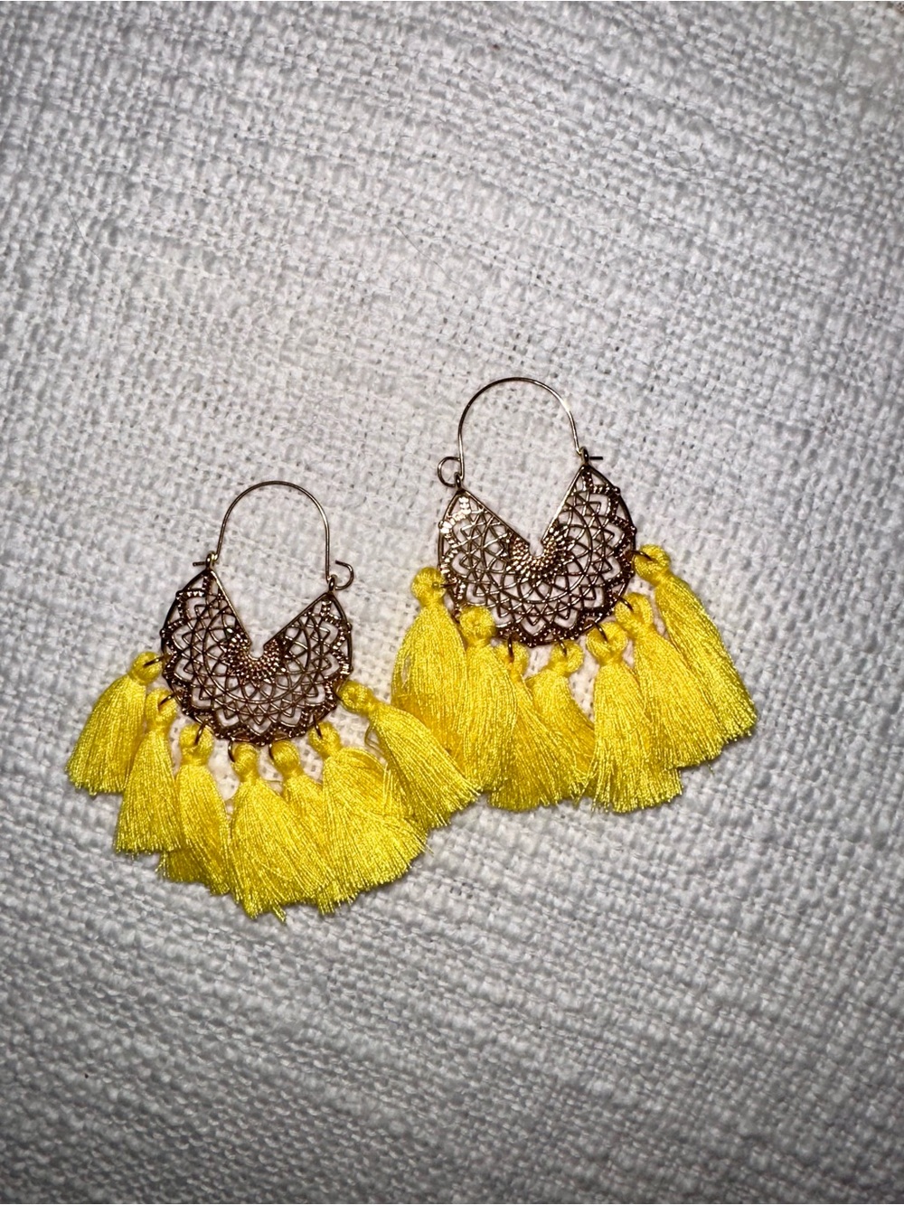Yellow Tassel Filigree Drop Earrings - Women Jewelry